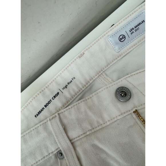 AG Adriano Goldschmied Farrah Boot Crop Jeans 32 High Rise Cream White Wide Leg - Picture 10 of 13